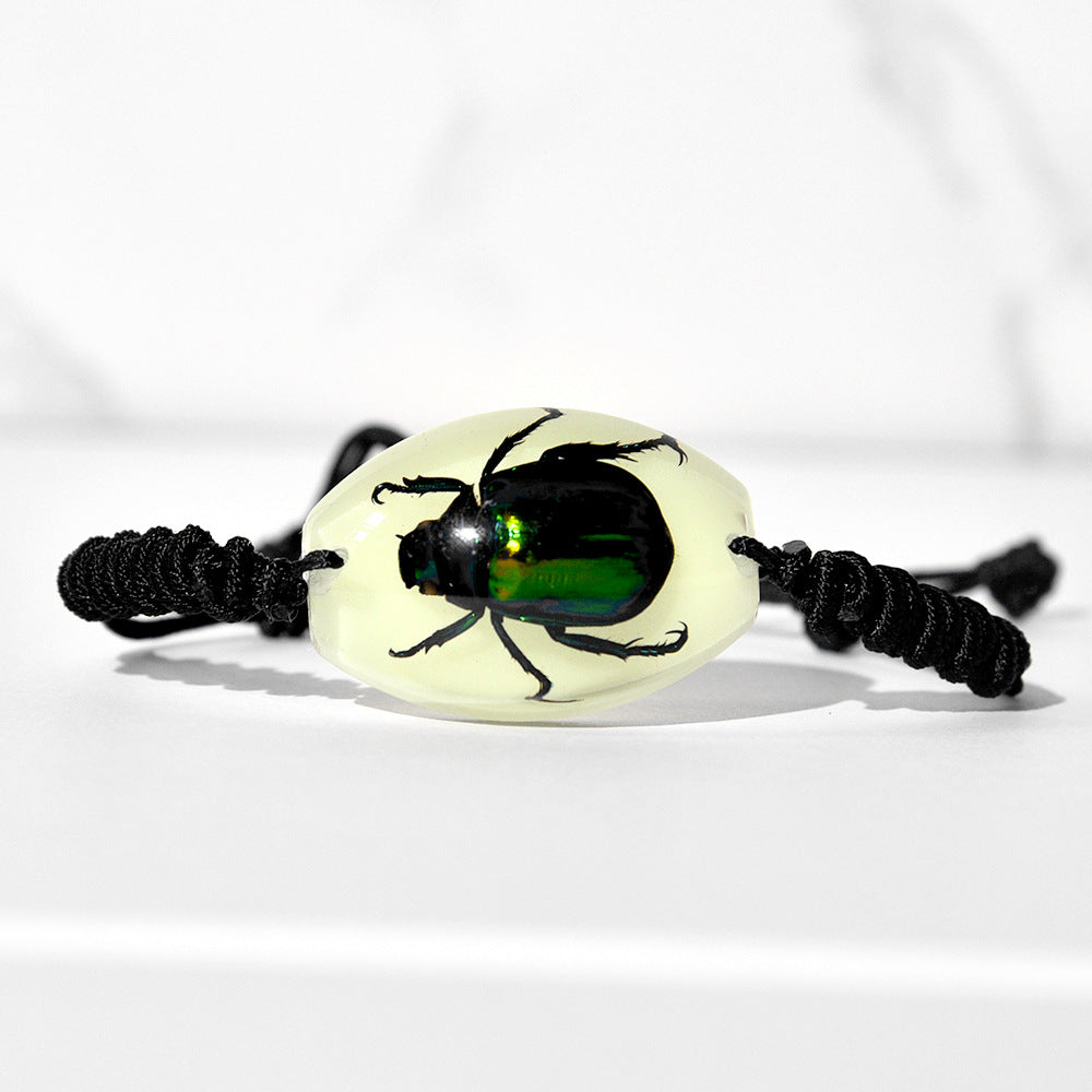 Wholesale High Transparent Resin Insect Amber Woven Bracelet
